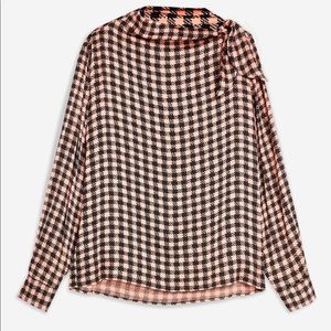 Topshop Pussybow Checkered Blouse